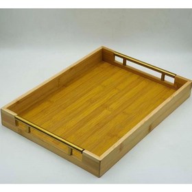 تصویر سینی پذیرایی بامبو دسته طلایی 