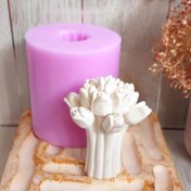 تصویر قالب سیلیکونی شمع دسته گل لاله ارتفاع ۸ سانتی 