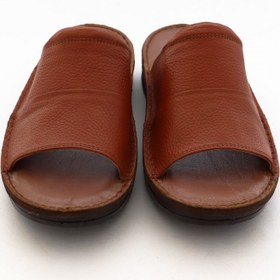 تصویر صندل چرم طبیعی مردانه مدل پویا عسلی pouya کد 330 