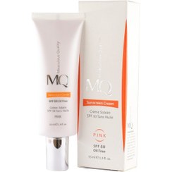تصویر کرم ضد آفتاب ام کیو فاقد چربی SPF50 رنگ صورتی 55 میل MQ SunScreen Cream oil free SPF50 Pink 55ml