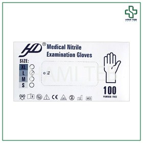 تصویر دستکش نیتریل بدون پودر اچ دی 100 عددی سایز لارج HD Medical Nitrile Examination Gloves 100Pcs size L