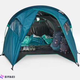 تصویر چادر کمپینگ کچوا 3 نفره - فرش اند بلک Quechua 3 Person Camping Tent - XL Size - MH100 Fresh & Black 