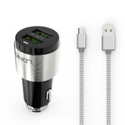 تصویر شارژر فندکی دو پورت با کابل برند الدینیو مدل C403 1444