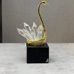 تصویر قو‌ دکوراتیو وارداتی کریستال شفاف سایز ۱ 