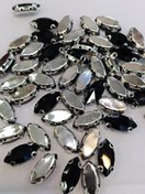 تصویر نگین پایه دار دوختنی پایه برنجی ۷در۱۵ مشکی 