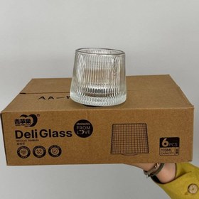 تصویر نیم لیوان شیشه ای شیاردار چرخشی DELI GLASS 