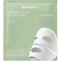 تصویر ماسک بایودنس مدل جلبک دریایی تسکین دهنده و کنترل چربی تک عددی BIODANCE Refreshing Sea kelp Real Deep Mask