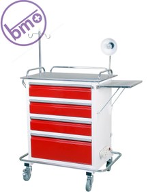 تصویر ترالی اورژانس چهار کشو رویه ABS - ۴ کشو ABS procedure four-drawer emergency trolley