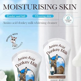 تصویر فوم شستشوی صورت سفید کننده آمینو اسید و شیر الاغ Whitening facial cleansing foam with amino acids and donkey milk