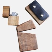 تصویر ست فندک و جاسیگاری چوبی 