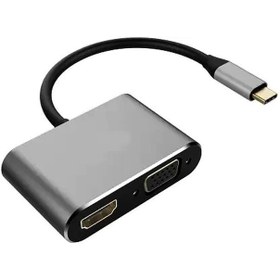 تصویر تبدیل Type-C به HDMI / VGA کی نت مدل K-COUC30HV ا Knet K-COUC30HV Type-C To HDMI / VGA Convertor Knet K-COUC30HV Type-C To HDMI / VGA Convertor