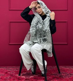 تصویر شال ابریشم - سفید مشکی Shall