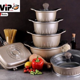 تصویر سرویس قابلمه چدن گرانیت 12پارچه vip chef مدل ماگالا سرویس قابلمه Vip chef