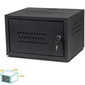 تصویر رک چهار یونیت مشکی سینی وسط قفل دار Rack4unit