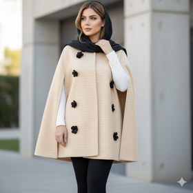 تصویر پانچ زنانه غزاله فری سایز با جنس دورس و رنگ کرم 