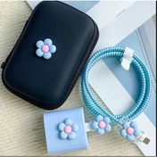 تصویر ست 6 عددی محافظ شارژر و لوازم جانبی طرح بابونه 