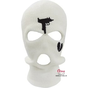 تصویر فیس ماسک سفید طرح گلدوزی جدید 