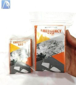 تصویر کیسه بیواک اضطراری emergency bag – پتو نجات – چادر شبمانی اضطراری – ابعاد بسته 7 در 10.5 سانت – ابعاد باز 213 در 91 سانتیمتر – ضروری بقا 