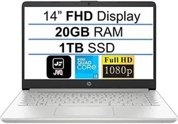 تصویر HP Newest 14 Laptop, 14 FHD IPS Display, 11th Gen Intel Quad-Core i3-1125G4(Up to 3.7GHz, Beat i5-8250U), 20GB RAM, 1TB SSD, USB Type-C, WiFi, Bluetooth, HDMI, Webcam, Long Battery Win 11S(Upgraded) 