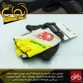 تصویر دستکش دوچرخه سواری رالی گروپ طرح جاینت مدل لژی لیمویی 4010 Rally Group Bicycle Gloves Giant Logo Legea Lemon 