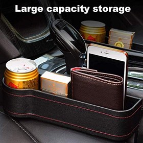 تصویر شکاف گیر صندلی ماشین SHOWAY 2 Pack Organizer جعبه ذخیره سازی جا لیوانی کنسول ماشین جیب های جانبی PU چرم تلفن های همراه کارت کلید عینک آفتابی اقلام کوچک لوازم جانبی داخلی خودرو - ارسال 20 روز کاری 