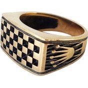 تصویر انگشتر مردانه برنجی طرح شطرنجی 