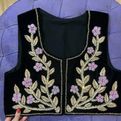 تصویر جلیقه زنانه سخمه کردی دستدوز سنتی کد ۱۲۳۹ 