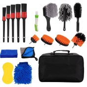 تصویر ست فرچه و برس شست و شو و دیتیلینگ خودرو مدل Detailing مجموعه ۱۷ عددی 