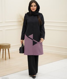 تصویر مانتو زنانه السانا مدل آرنوشا کد 2165 رنگ مشکی خاکی 