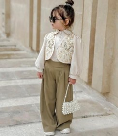 تصویر ست پوشاک دخترانه سه تیکه سوزن دوزی 