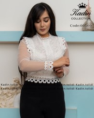 تصویر شومیز مجلسی زنانه دانتل یشمی 