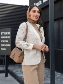 تصویر کت مهمانی - تک رنگ کرم / 