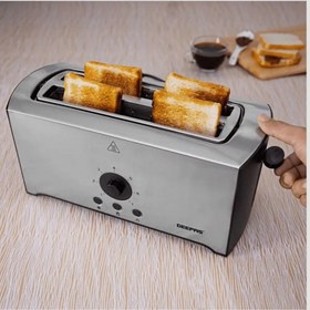 تصویر توستر نان جیپاس مدل GBT6153 Geepas 4 Slice Toaster - Stainless Steel Bread Toaster With High Lift Function - Reheat/Cancel/Defrost Function & Removable Crumb Tray - Lift & Lock Function, Wide 4 Slots