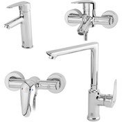 تصویر ست شیرآلات قهرمان مدل اطلس Ghahraman Bath Faucet Chrome Atlas Model