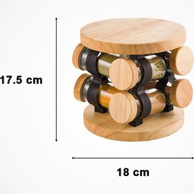 تصویر ست ادویه گردان 8 عددی چوبی لیمون 