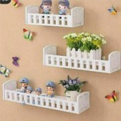 تصویر شلف دیواری سه تیکه طرح نرده ای قابل شستشو 