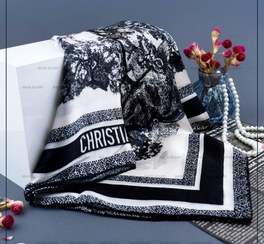 تصویر روسری ابریشم دست‌دوز Christian Dior قواره ۱۱۰ – سفارشی و درجه یک 