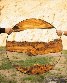 تصویر ساعت روستیک دیواری سایز90سانت موتورتایوانی اصل رینگ فلزی رنگ کوره ای ا Rustic wall clock, size 90 cm, original Rustic wall clock, size 90 cm, original