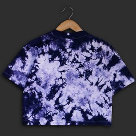 تصویر کراپ تای دای ( شیبوری ) ابروبادی سرمه‌ای Dark Blue Tie Dye Crop Top