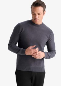 تصویر پلیور مردانه خاکستری تیره دفکتو 