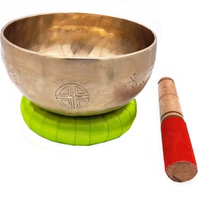 تصویر کاسه تبتی دستساز طلایی ماه کامل 13cm 