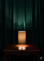 تصویر آباژور رومیزی استوانه ای قهوه ای 