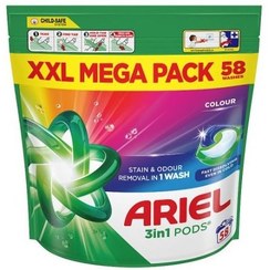 تصویر قرص ماشین لباسشویی آریل Ariel مدل Pods 3in1 بسته 58 عددی 