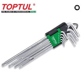 تصویر سری آلن فوق بلند ستاره ای تاپ تول مدل GAAL0924 \ TOPTUL 9 Piece Extra Long Coloured Ball End Hex Key Set 