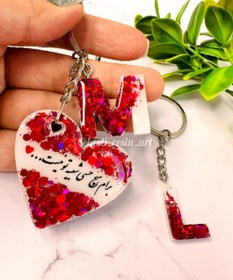 تصویر جاسوییچی قلب و حروف - Q / صورتی کمرنگ / آبی پاستلی 