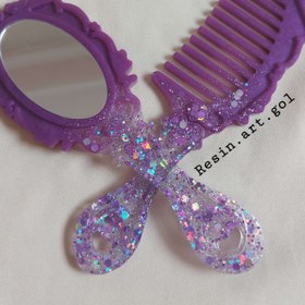 تصویر آینه و شانه فانتزی بنفش اکلیلی ا Fancy mirror and comb set Fancy mirror and comb set