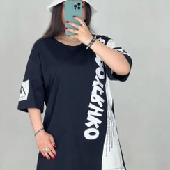 تصویر تیشرت لانگ ترکیبی طرح soso قواره دار t-shirt-long-soso-tarkibi-12kharjkar