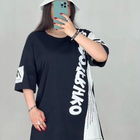 تصویر تیشرت لانگ ترکیبی طرح soso قواره دار t-shirt-long-soso-tarkibi-12kharjkar