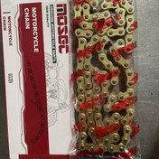 تصویر زنجیر موتورسیکلت موزک مدل 428 ظرفیت 132 دانه طلایی 