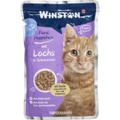تصویر پوچ گربه وینستون طعم ماهی سالمون و قزل آلا وزن ۱۰۰ گرم 